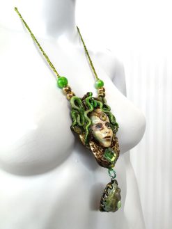 Medusa Jewelry Pendant Necklace, Snake Goddess Greek Mythology Sculpture, Minoan Serpent Eye Locket Charm
