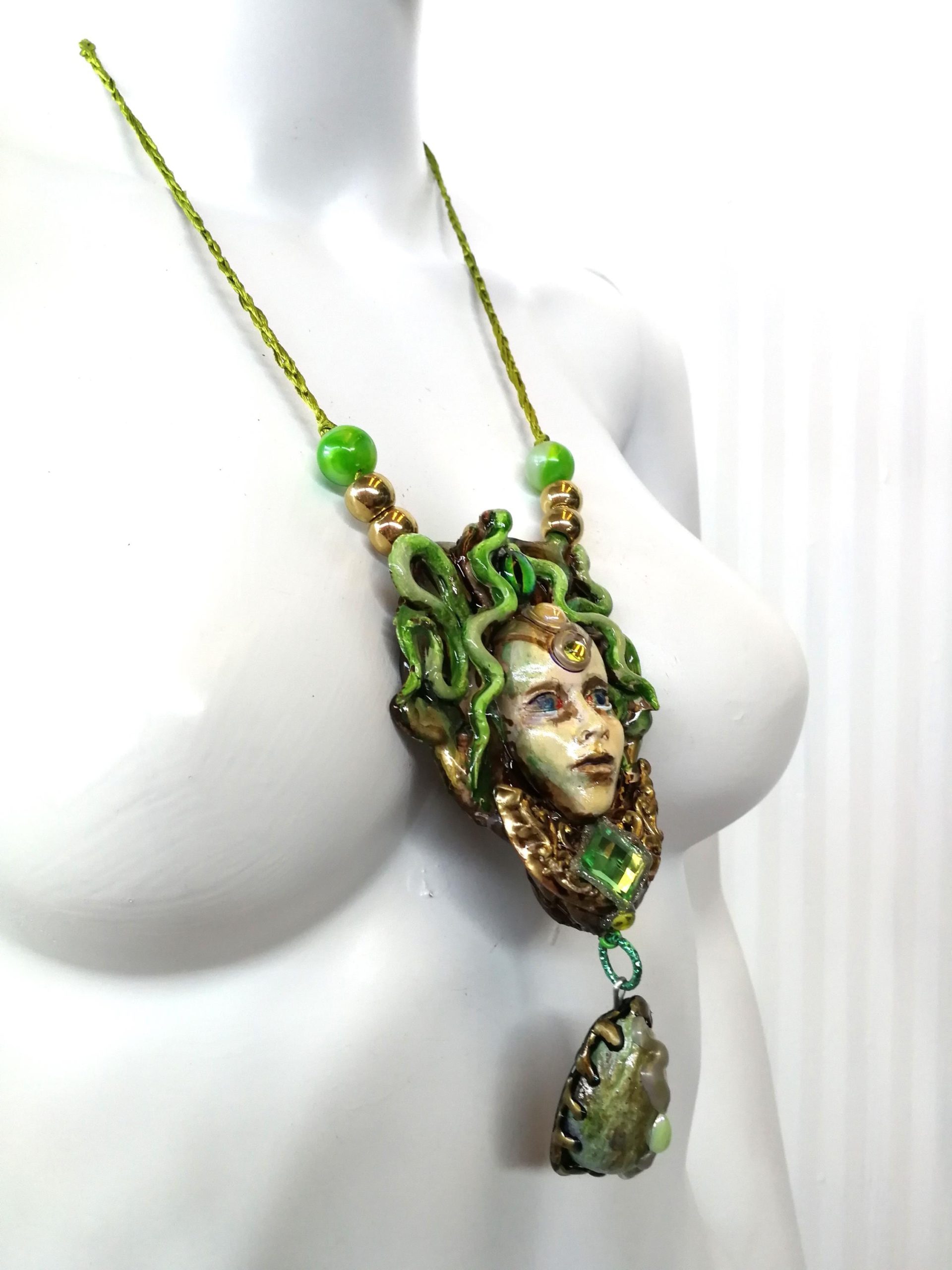Medusa Jewelry Pendant Necklace, Snake Goddess Greek Mythology Sculpture, Minoan Serpent Eye Locket Charm