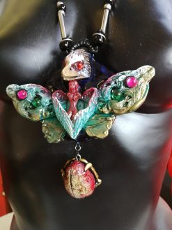 Eagle Bird Necklace, Lunar Moth Butterfly Pendant Silhouette Liberty Jewelry, Amulet Coccon Charm Crystal