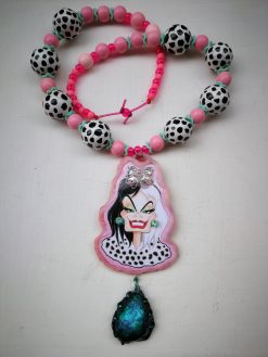 Cruella de Vil - Big Bold Chunky Necklaces, Statement Cartoon Jewelry, Hollywood Icon Whimsical Pendant