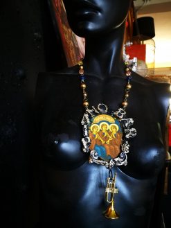 Holy Pop Pendant, Oddities and Curiosities Jewelry Religious Baroque, Icon Necklace Ironic Musical Angel