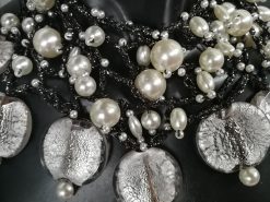 Luxury Necklace, Venetian Statement Jewelry Maximalist Beaded Choker, Embroidered Lace Macrame Victorian Gothic Collar