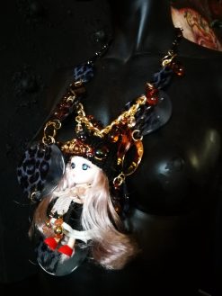 Tribe Designs, Extravagant Wild Life Doll Pendant, Designer Jewelry Chunky Necklace Charm, Folk Collar
