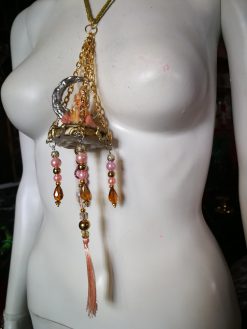 Fairy Garden Jewelry, Mythical Creature Fairies Tale, Little Doll Pendant, Moon Necklace Elegant Bib