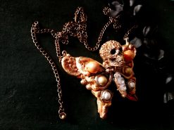 Luna Moth Necklace, Jewelry Love Never Fails, Lunar Butterfly Sugar Skull, Gothic Jewel Necklace Elegant Pendant