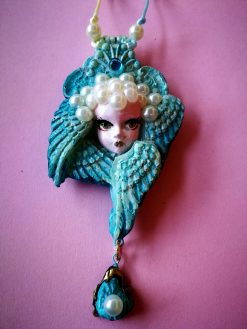 Handmade Art Deco Angel Wing Pendant Necklace, Celestial Jewelry
