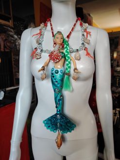 Siren Mermaid, Extravagant Jewelry Futuristic Doll Fish, Bib Pendant Seashell Conch Shell Coral Charm
