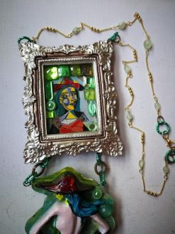 Dora Maar Necklace, Picasso Muse Pendant, Assemblage Artist Jewelry
