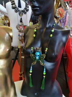 Sugar Skull Butterfly Crown Necklace, Gothic Macabre Jewelry