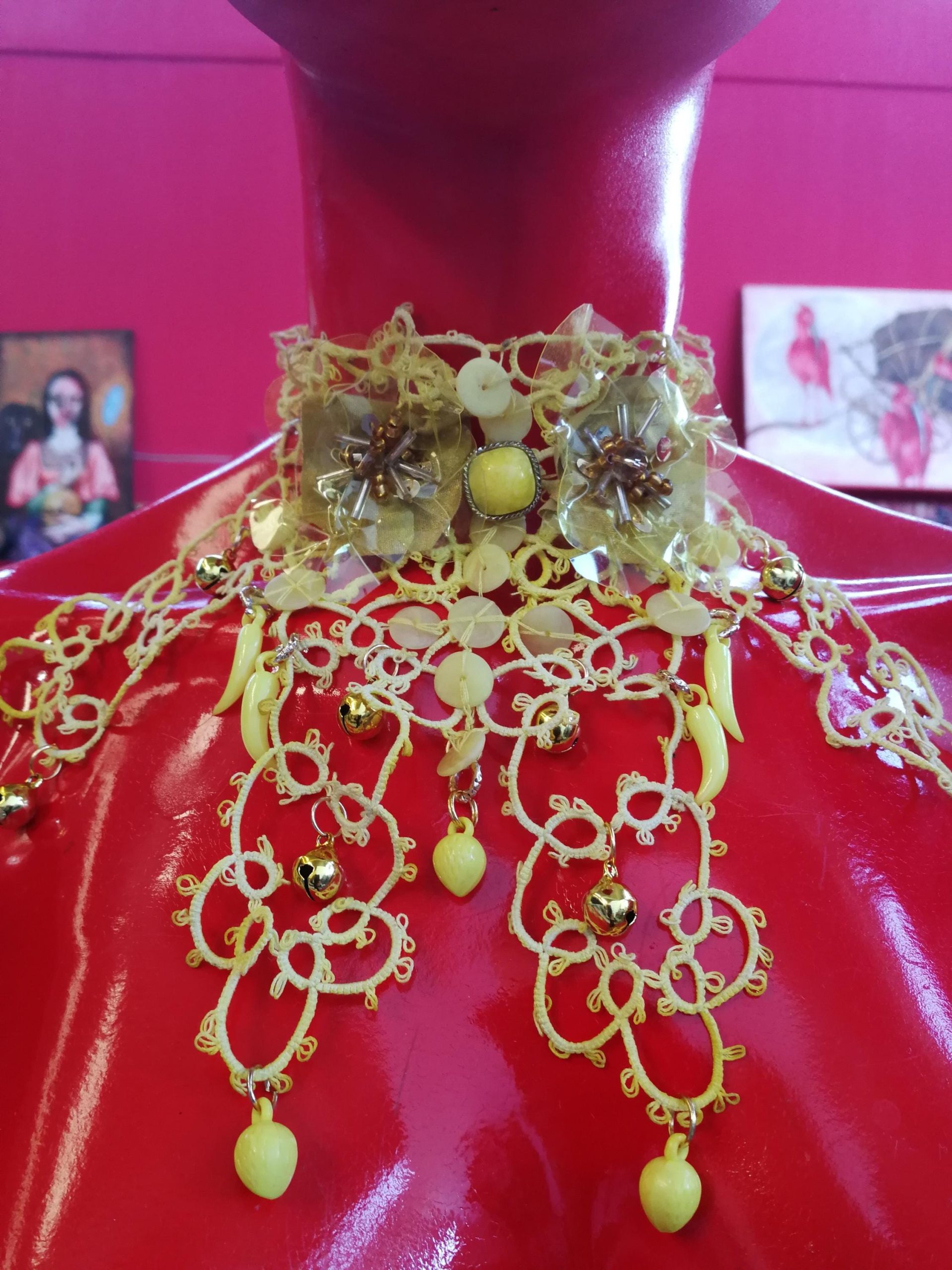 Marie Antoinette Lace Choker, Embroidered Flower Medallion Collar