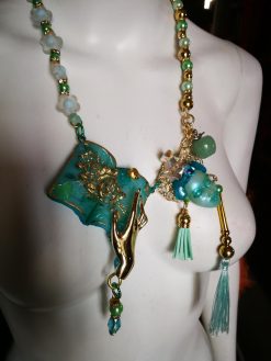 Handmade Green Witch Apple Charm Necklace, Italian Couture Jewelry