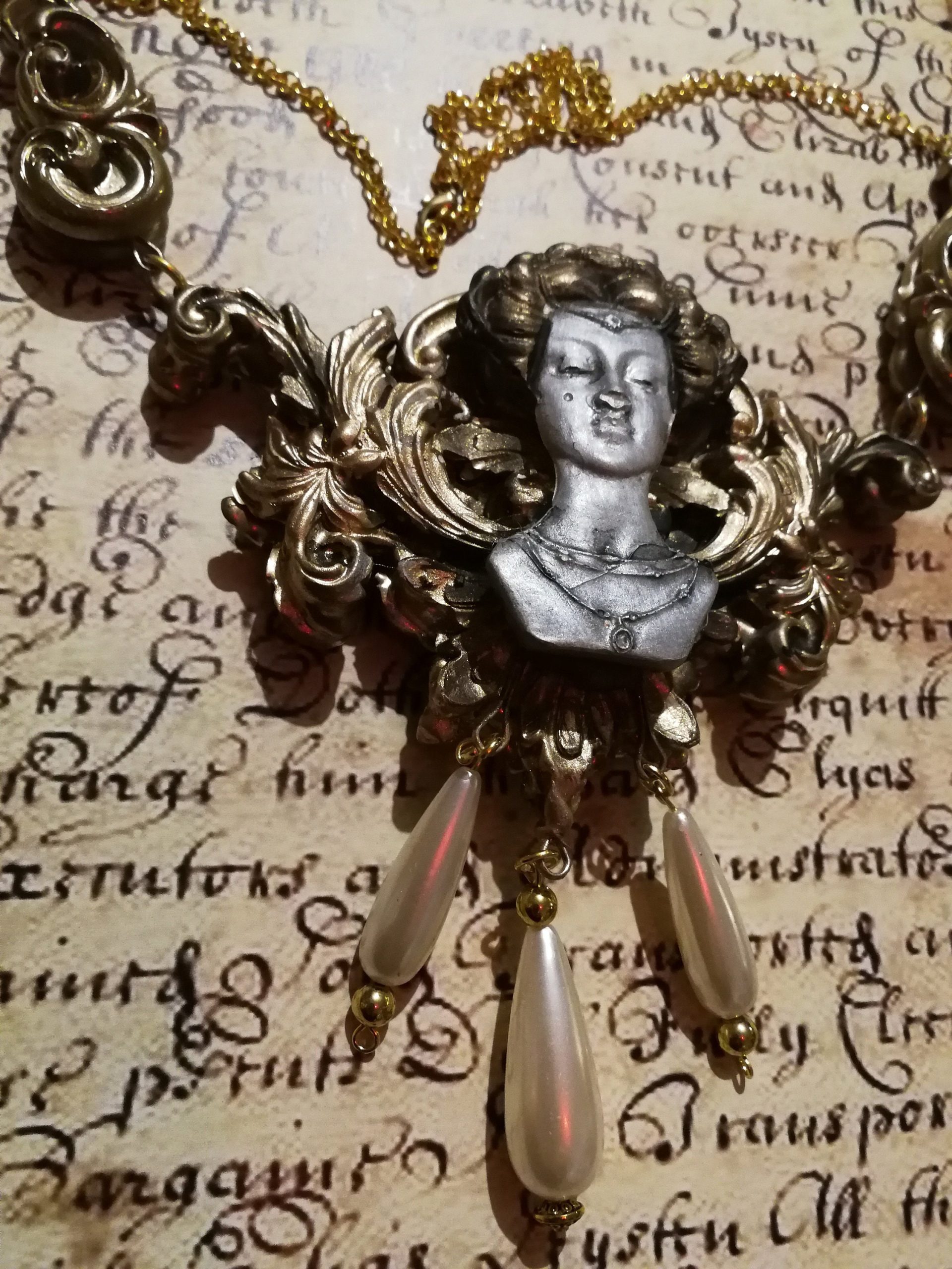 Handmade Art Deco Pearl Choker, Baroque Vintage Style