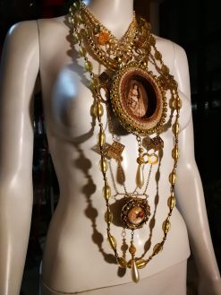 Layered Necklace, Countess of Castiglione Vintage Photo Lariat Pendant, Statement Jewelry Antique Historical Baroque