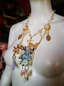 Fine Jewelry, Marie Antoniette Rococo Pendant, Luxury Medallion Baroque Charm Pearls, Roses Filigree Romantic