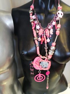 Vintage Assemblage Jewelry, Modernist Pendant Designer Jewelry Chunky Layered Necklace, Lariat Charm Jewellery Shop