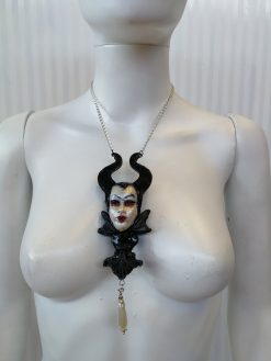 Maleficent Costume Jewelry Disney, Horns Talisman Necklace Pendant, Gothic Doll Head Punk Rock Vanity