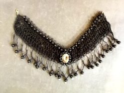 Marie Antoniette Choker, Embroidered Crochet Fine Lace Jewelry, Medallion Necklace Fetish Collar Statement Cameo