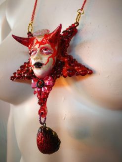 Lucifer Baphomet Pendant, Horned God Star, Gothic Doll Necklace