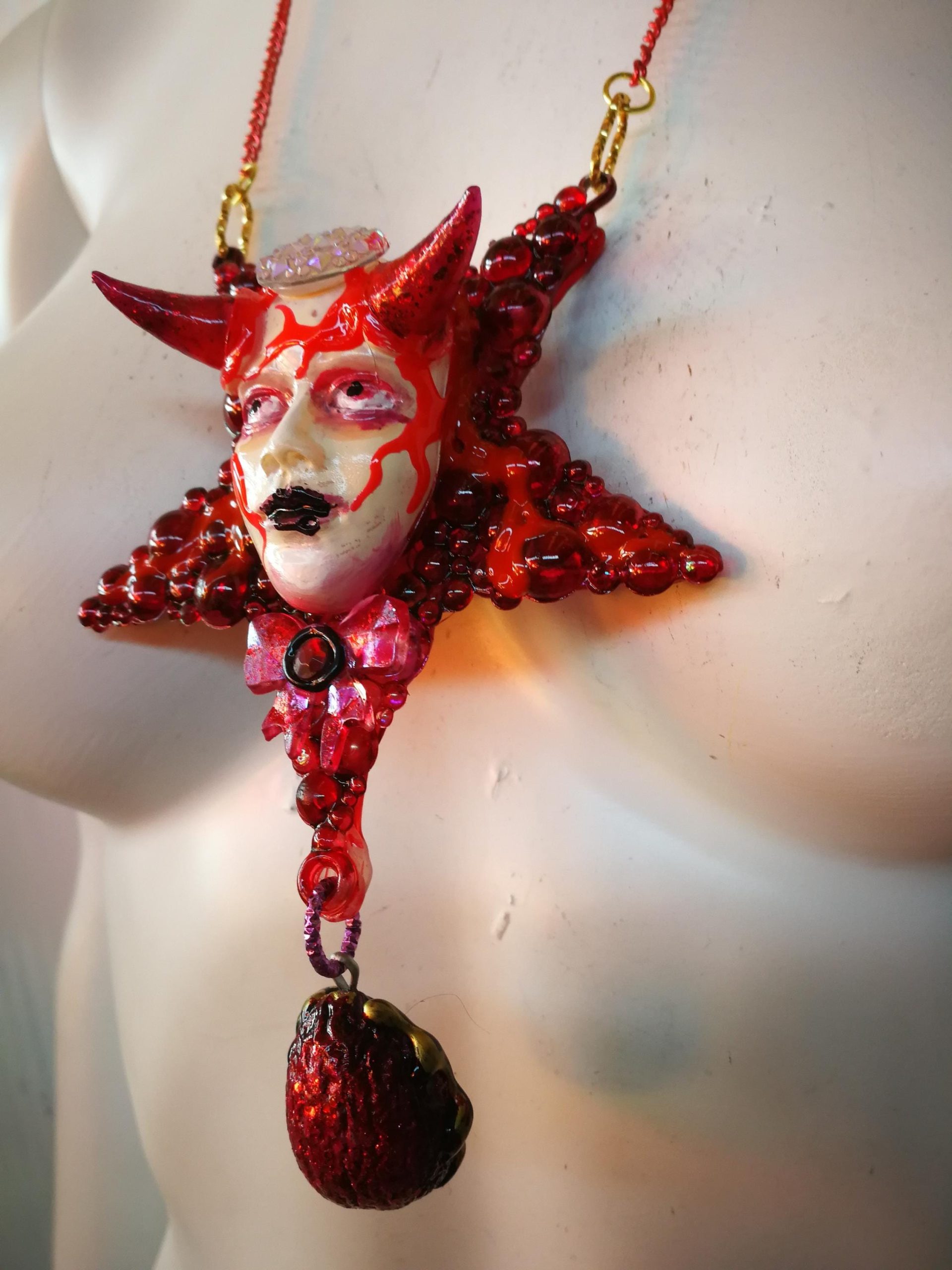 Lucifer Baphomet Pendant, Horned God Star, Gothic Doll Necklace