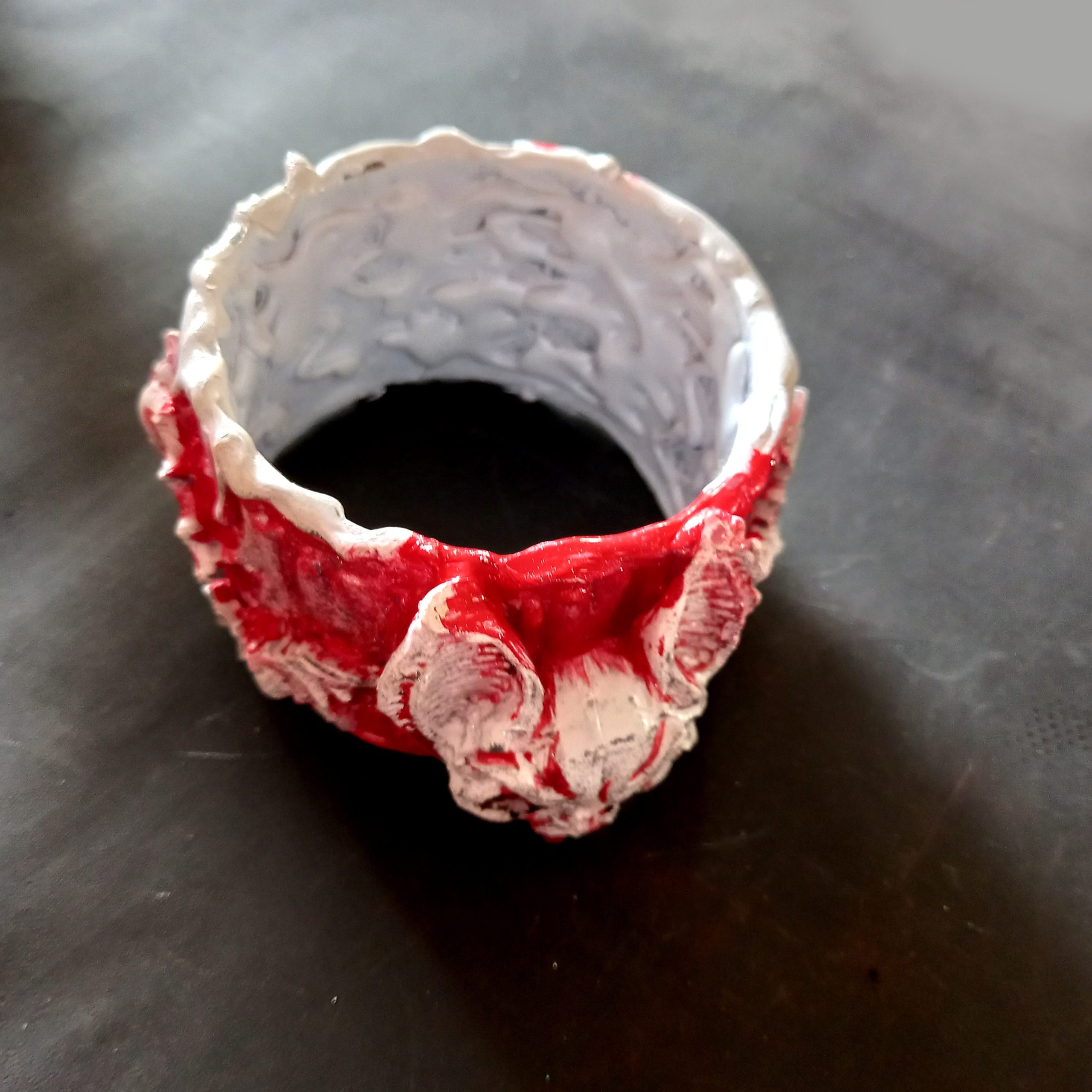 Bat Vampire Rigid Bracelet Jonc, Red Bangle Dracula Castle Transilvania Blood Sculptural Statement Jewelry