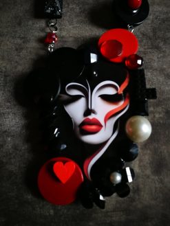 Futuristic Jewelry 1960 1970 Design, Necklace Assemblage Pendant Locket, Modernist Pop Disco Fashion Style
