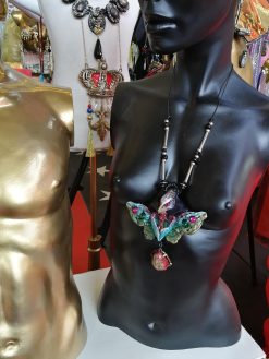 Eagle Bird Necklace, Lunar Moth Butterfly Pendant Silhouette Liberty Jewelry, Amulet Coccon Charm Crystal