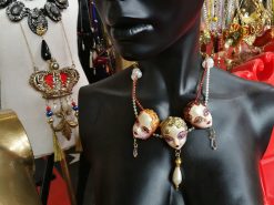 Belle Epoque 1900 Doll Head Jewelry, Art Deco Statement Sculptural Collar Charm Vintage Charleston