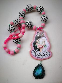 Cruella de Vil - Big Bold Chunky Necklaces, Statement Cartoon Jewelry, Hollywood Icon Whimsical Pendant