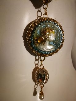 Cameo Silhouette, Statement Maximalist Jewelry Baroque Pendant, Luxury Necklace Rococo Romantic Gallery Wall Tie