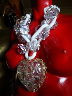 Futuristic Jewelry, Avant-garde Street Style Jewel, Big Bold Chunky Necklaces Heart & Chain Design Pendant
