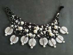 Luxury Necklace, Venetian Statement Jewelry Maximalist Beaded Choker, Embroidered Lace Macrame Victorian Gothic Collar