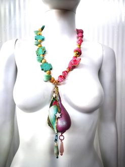 Turquoise Jewelry Gemstone, Puka Shell Luxury Necklace, Nautilus Pendant Seashell Natural Sea Conch & Cowrie