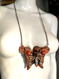 Luna Moth Necklace, Jewelry Love Never Fails, Lunar Butterfly Sugar Skull, Gothic Jewel Necklace Elegant Pendant