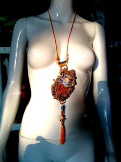 Matryoshka Dolls, Polymer Clay Sculpture Jewelry, Traditional Folk Regional Necklace, Russian Folkloric Pendant Charm