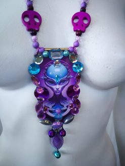 Futuristic Necklace Alien, Avant-garde OOAK Jewelry UFO Statement Maximalist Pendant Extraterrestrial E.T Design
