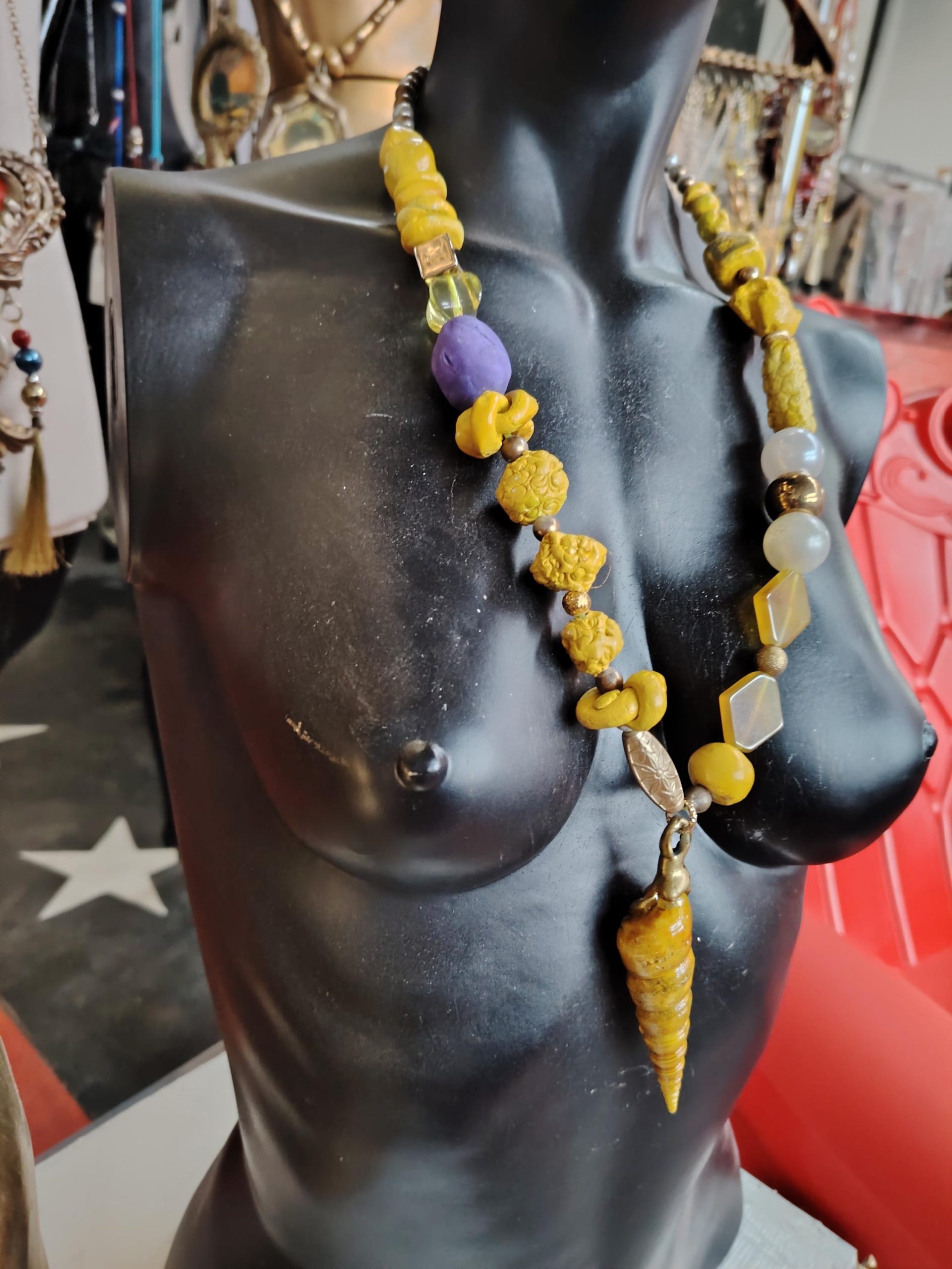 Ladies Jewel, Luxury Design Jewelry, Handmade Jewelery Chunky Beaded Statement, Necklace Bib Shell Charm