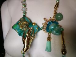 Handmade Green Witch Apple Charm Necklace, Italian Couture Jewelry