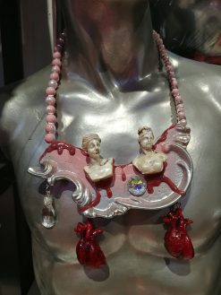 Statement Necklace, Dramatic Jewelry Baroque Luxury Bib Pendant, Sculptural Antique Statue Charm Crystal & Pearl