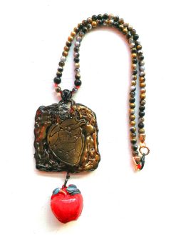 Statement Jewelry Love Necklace Adam and Eve Pendant Apple Paradise Portrait Locket Charm Medallion