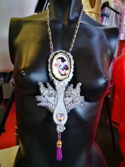 Snow White Witch Mirror Necklace Pendant, Romantic Victorian Gothic Jewelry, Chunky Fantasy Baroque Charm