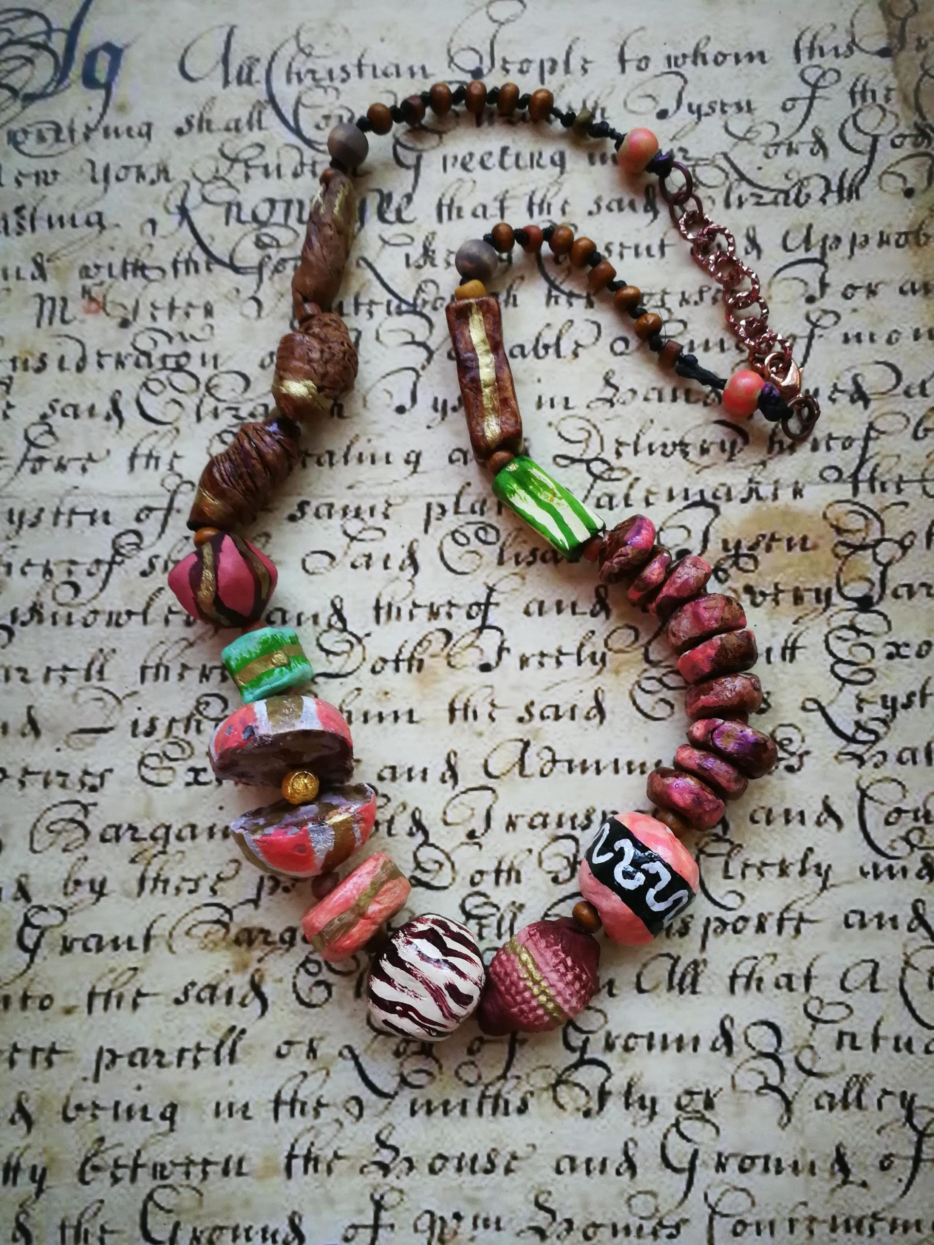 Luxury Jewelry Black Pink Gold Sculpted Beaded Statement Necklace, Haute Couture Orb Design OOAK
