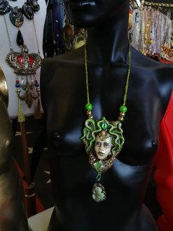 Medusa Jewelry Pendant Necklace, Snake Goddess Greek Mythology Sculpture, Minoan Serpent Eye Locket Charm