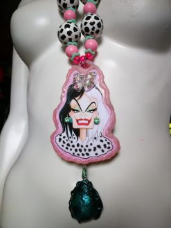 Cruella de Vil - Big Bold Chunky Necklaces, Statement Cartoon Jewelry, Hollywood Icon Whimsical Pendant