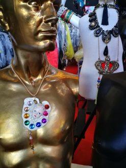 Belle Epoque Jewelry, Art Deco Nouveau Doll Head Sculpture Pendant, Painter Artist Palette Necklace
