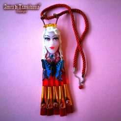 Statement Jewelry, Assemblage Necklace Pendant Doll Head, Modernist Design Chunky Charm Artist Painter Brush