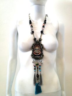 Matryoshka Dolls, Sculpture Statement Jewelry, Big Bold Chunky Necklace Traditional Folk Pendant Russian Folkloric