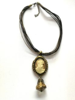 Cameo Necklace Portrait, Antique Vintage Style Pendant, Art Nouveau Luxury Jewellery Charm Medallion Jewelry