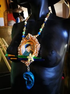 Van Gogh Ear Necklace, Statement Vintage Baroque Frame Charm, Artist Pendant Luxury Art Jewelry