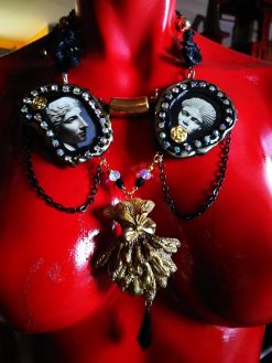 Greek Statue, Baroque Sicilian Massive Necklace, Rococo Pendant Assemblage, Luxury Jewelry Greece Antique