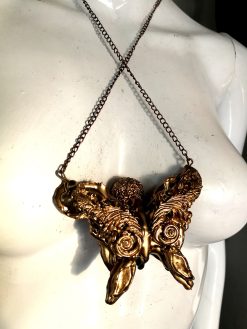Luna Moth Necklace, Jewelry Love Never Fails, Lunar Butterfly Sugar Skull, Gothic Jewel Necklace Elegant Pendant